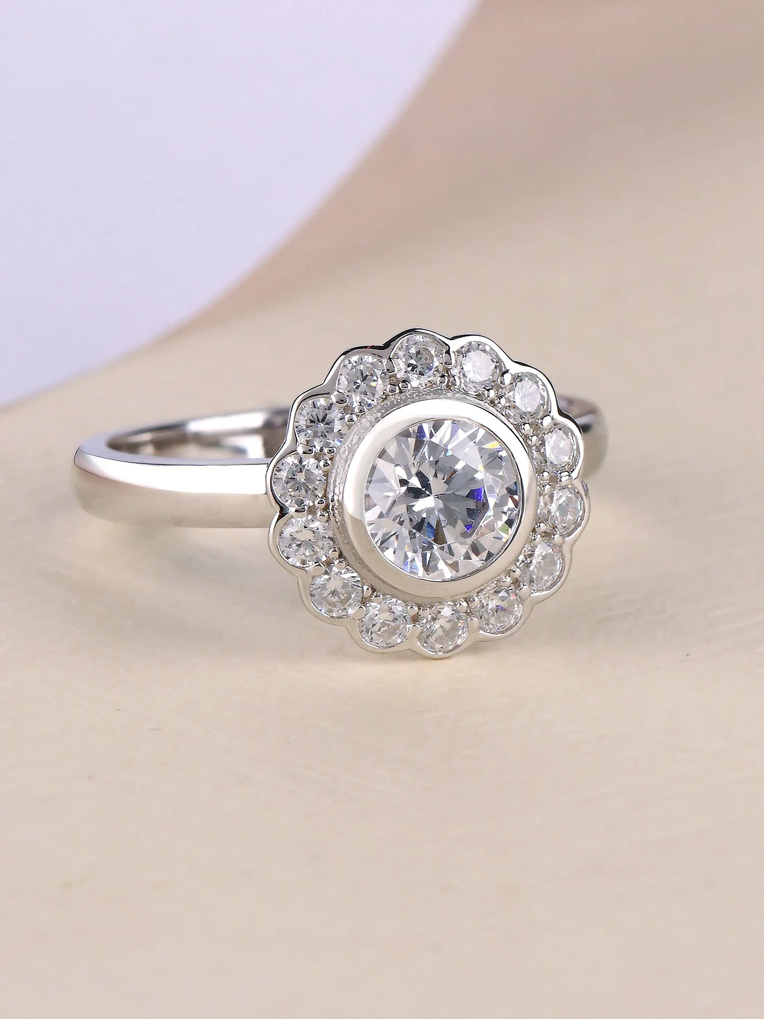 0.75 Carat American Diamond Flower Ring For Women