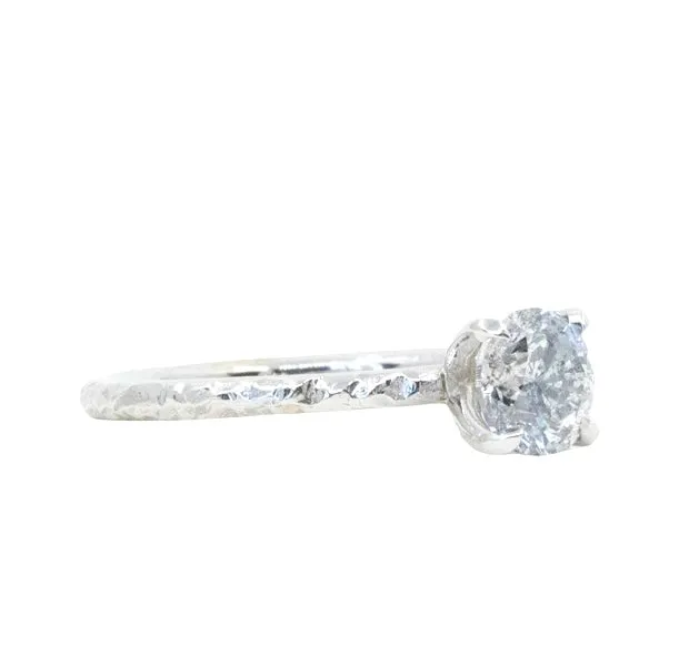 1.02ct Salt and Pepper Diamond Evergreen Solitaire in 14k White Gold, 6.20mm