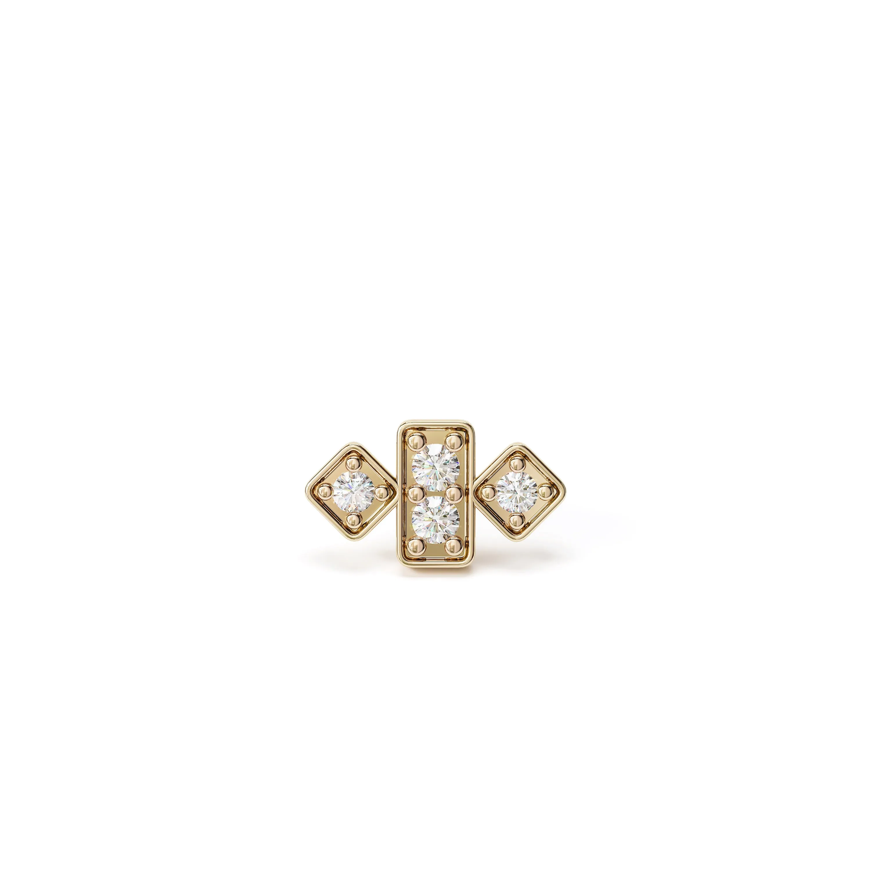 14K Gold Diamond Geometric Stud