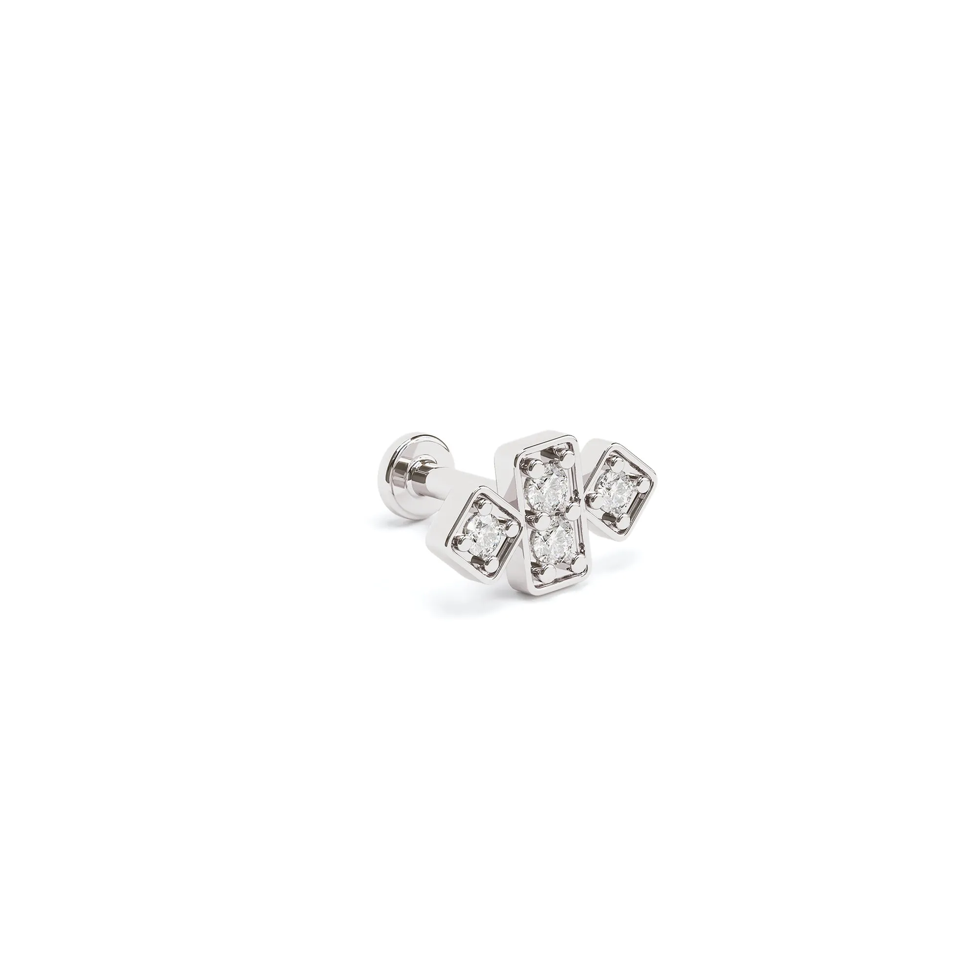 14K Gold Diamond Geometric Stud