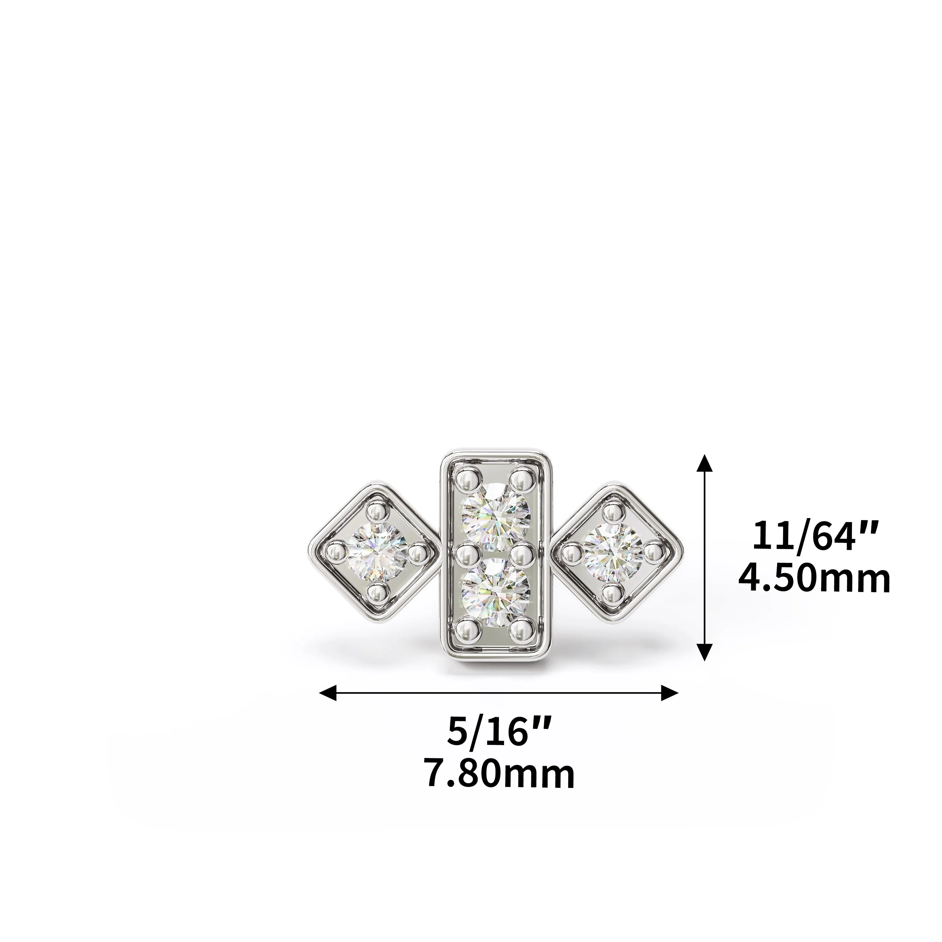 14K Gold Diamond Geometric Stud