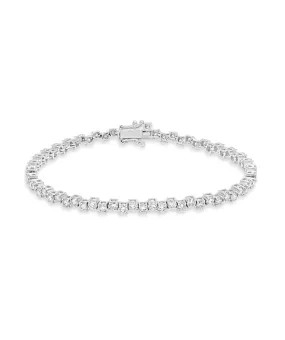 14K White Gold Off-Set Diamond Tennis Bracelet