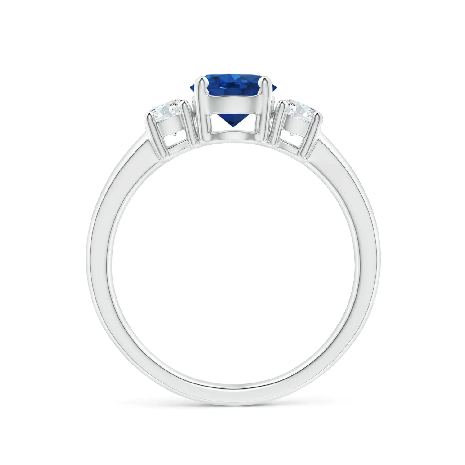 1.5 CT. Classic Three Stone  Blue Sapphire and White Sapphire Ring