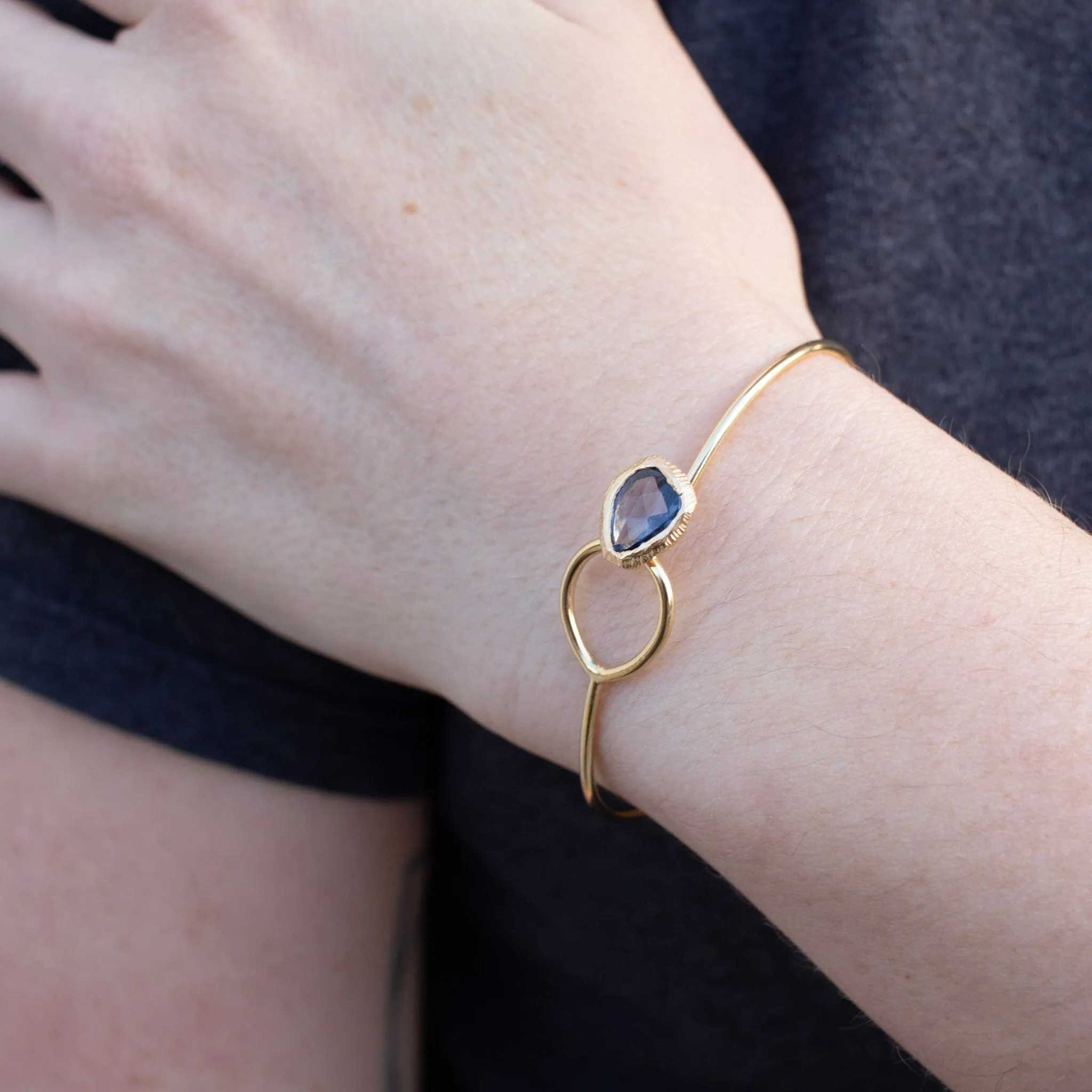 18K Button Cuff in Denim Blue Sapphire