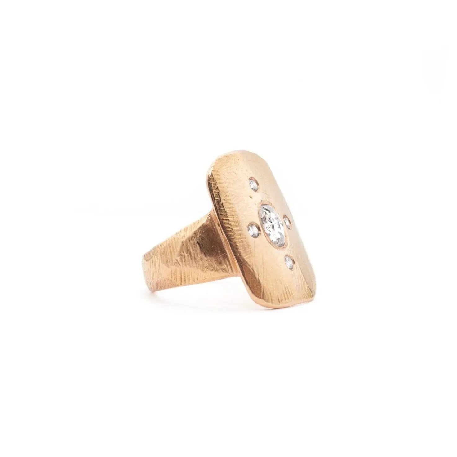 18K Diamond Tablet Ring in Rose Gold