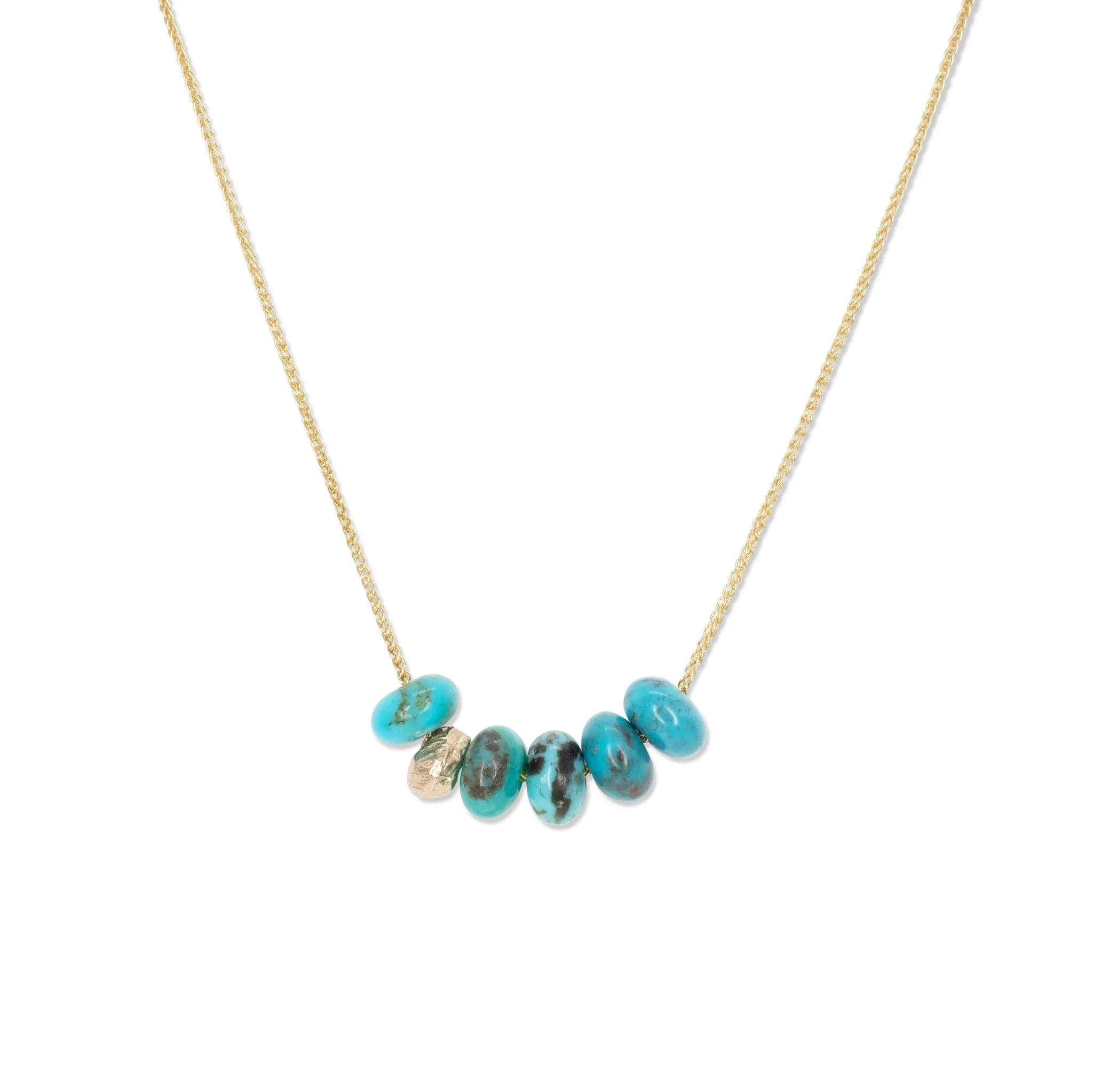 18K Gemstone Six Bead Necklace with Turquoise