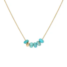 18K Gemstone Six Bead Necklace with Turquoise