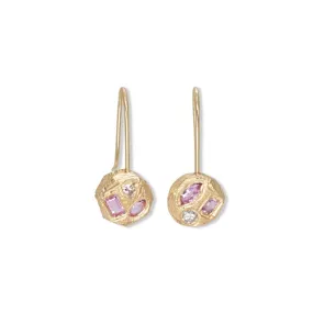 18K Geometric Pink Sapphire and Diamond Earrings