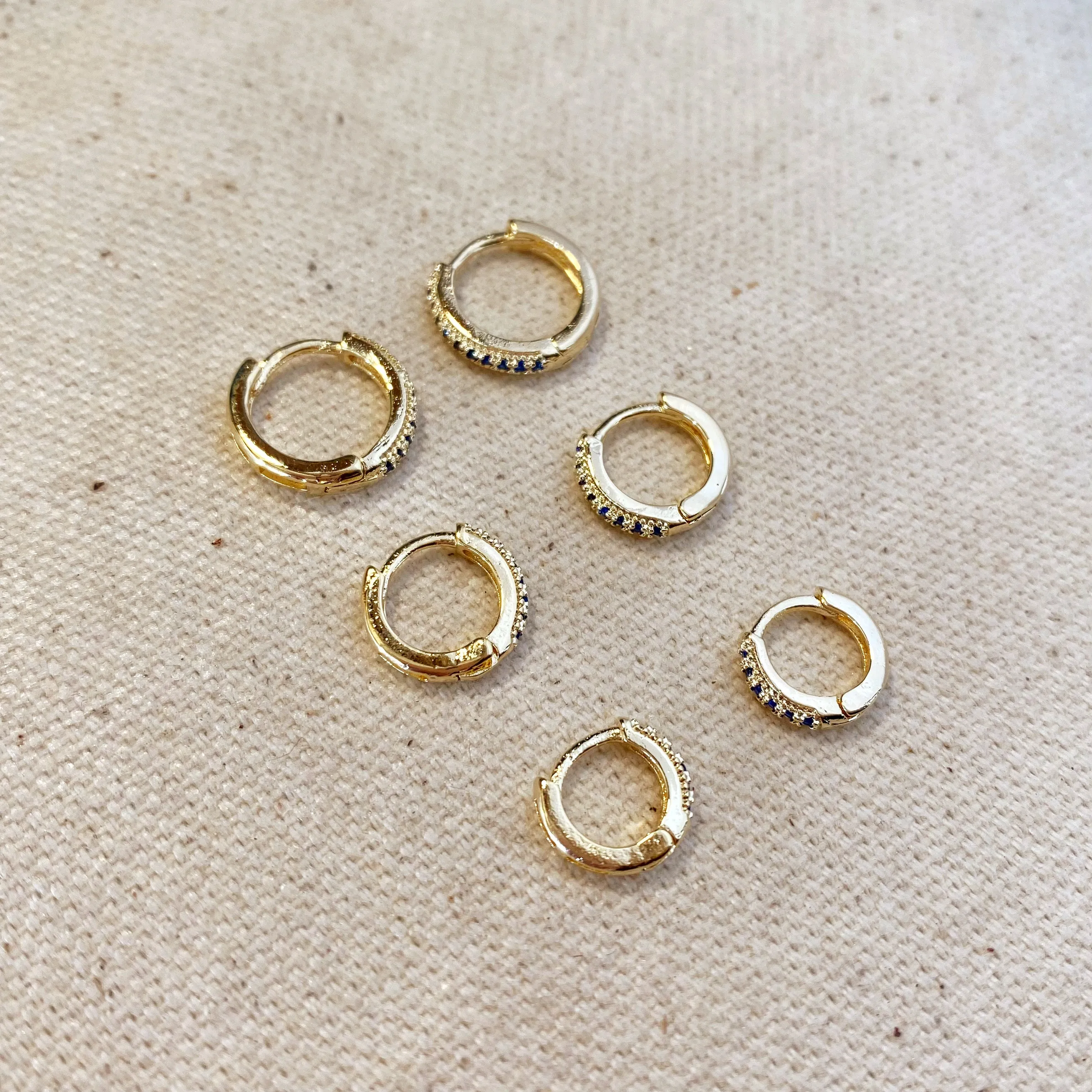 18k Gold Filled Royal Blue Hoop Trio