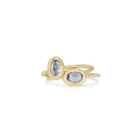 18K Oval Stone Ring in Light Blue Sapphire