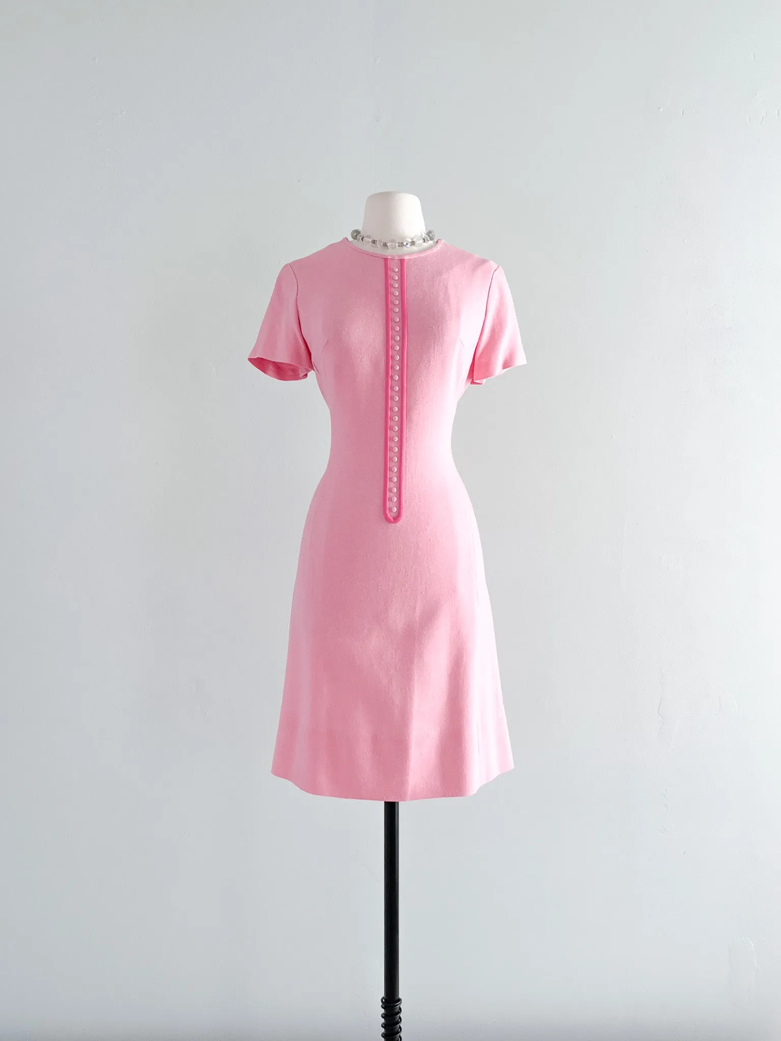 1960's Mod Bubblegum Pink Linen Dress by Wilshire/ Sz S/M