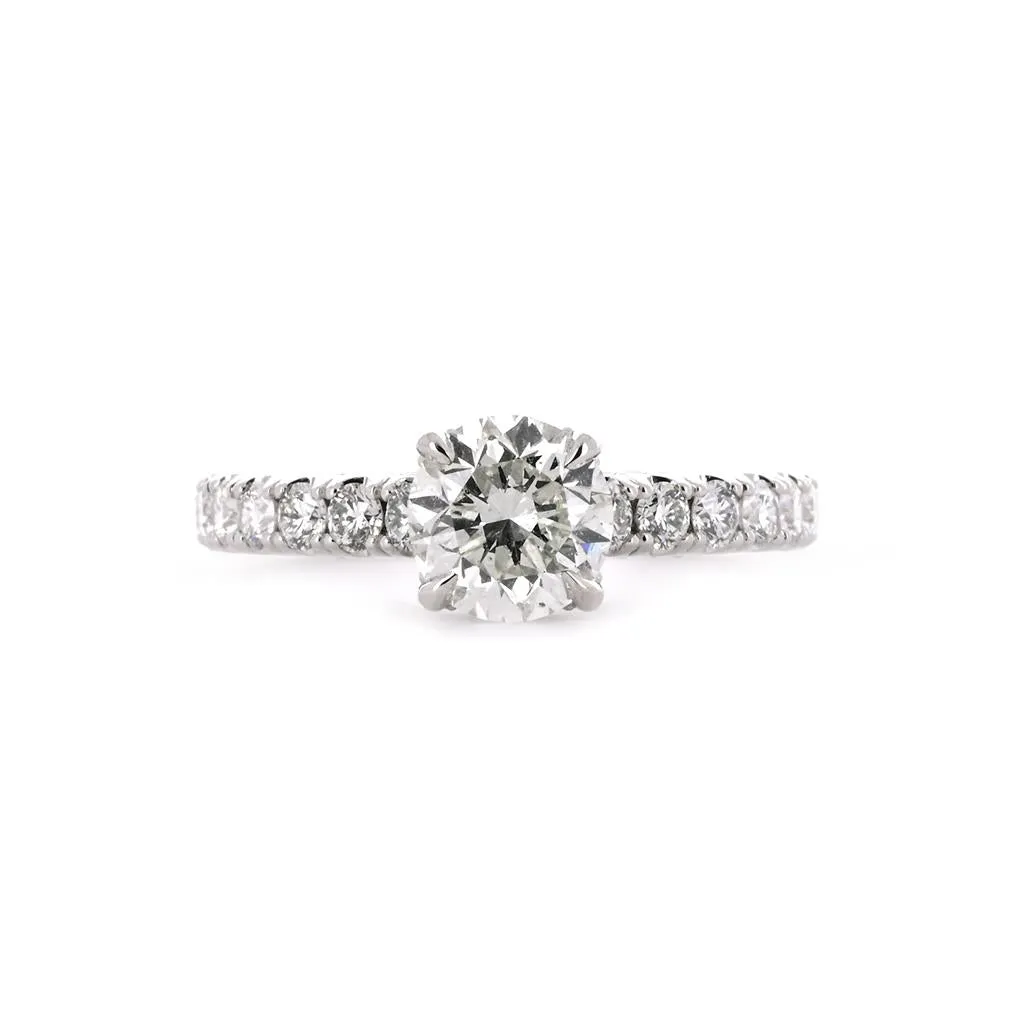 1.98ctw Round Diamond Engagement Ring, Pavê - 14K White Gold