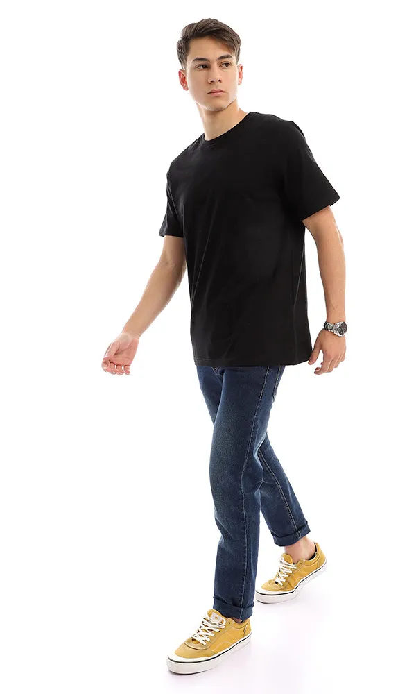 21213 Slip On Solid Basic Black Cotton Tee