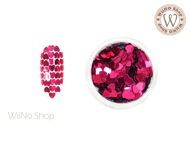 3mm Fuchsia Heart Glitter