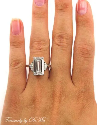 4.43CT VINTAGE ESTATE EMERALD CUT DIAMOND ENGAGEMENT WEDDING RING PLAT EGL USA