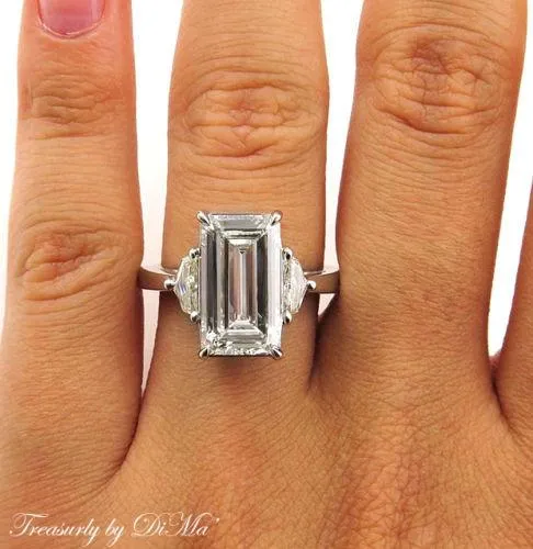 4.43CT VINTAGE ESTATE EMERALD CUT DIAMOND ENGAGEMENT WEDDING RING PLAT EGL USA