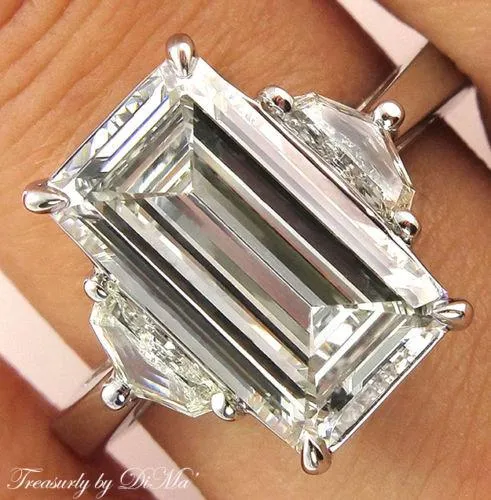 4.43CT VINTAGE ESTATE EMERALD CUT DIAMOND ENGAGEMENT WEDDING RING PLAT EGL USA