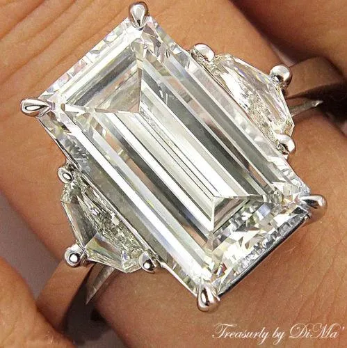 4.43CT VINTAGE ESTATE EMERALD CUT DIAMOND ENGAGEMENT WEDDING RING PLAT EGL USA