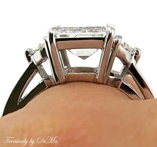 4.43CT VINTAGE ESTATE EMERALD CUT DIAMOND ENGAGEMENT WEDDING RING PLAT EGL USA