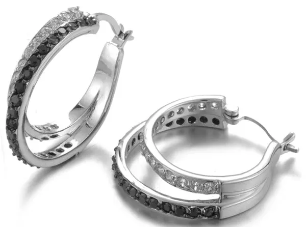 925 Silver CZ Hoop Earring