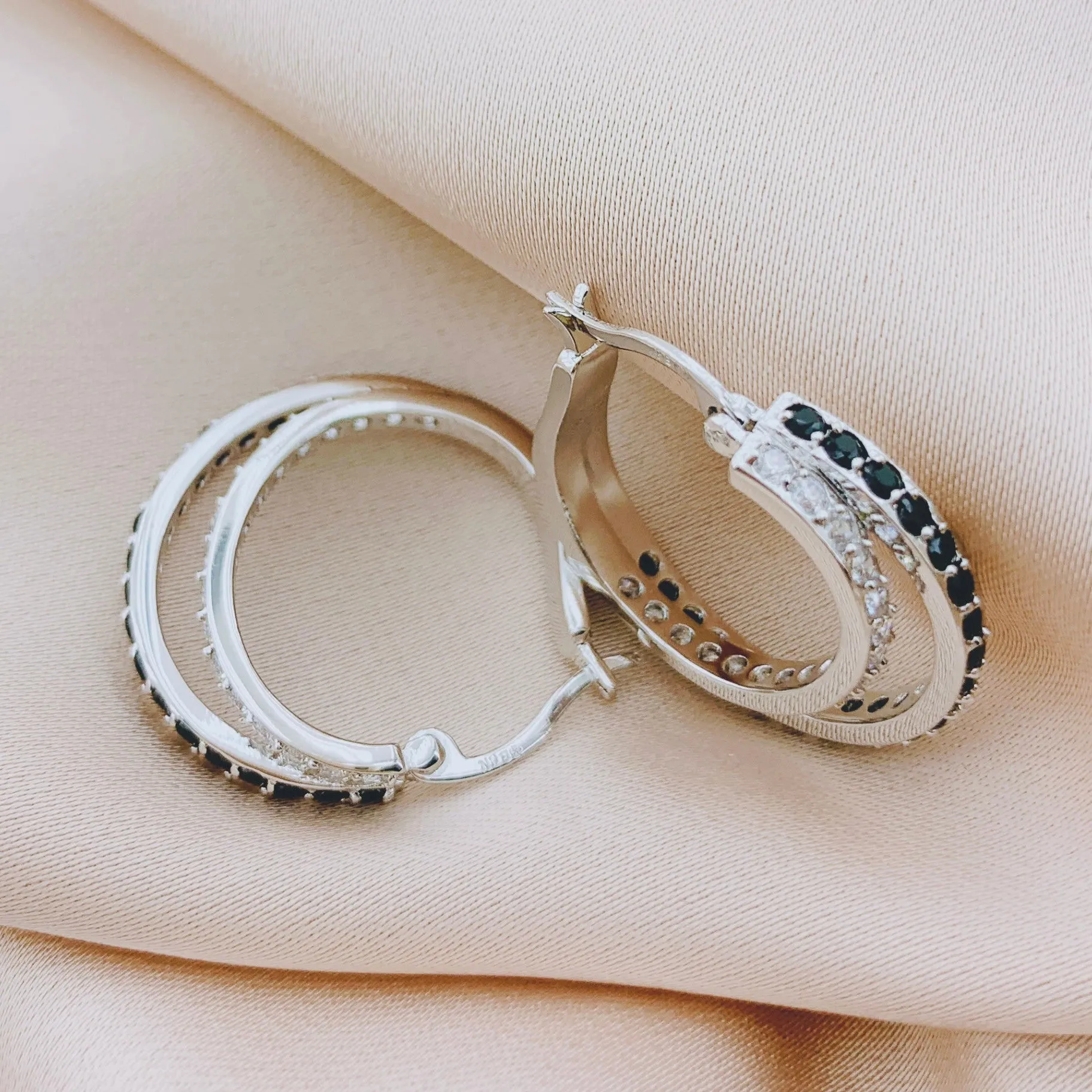 925 Silver CZ Hoop Earring