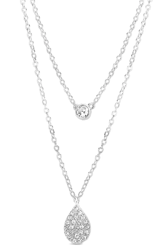 925 Silver Double Layered CZ Necklace