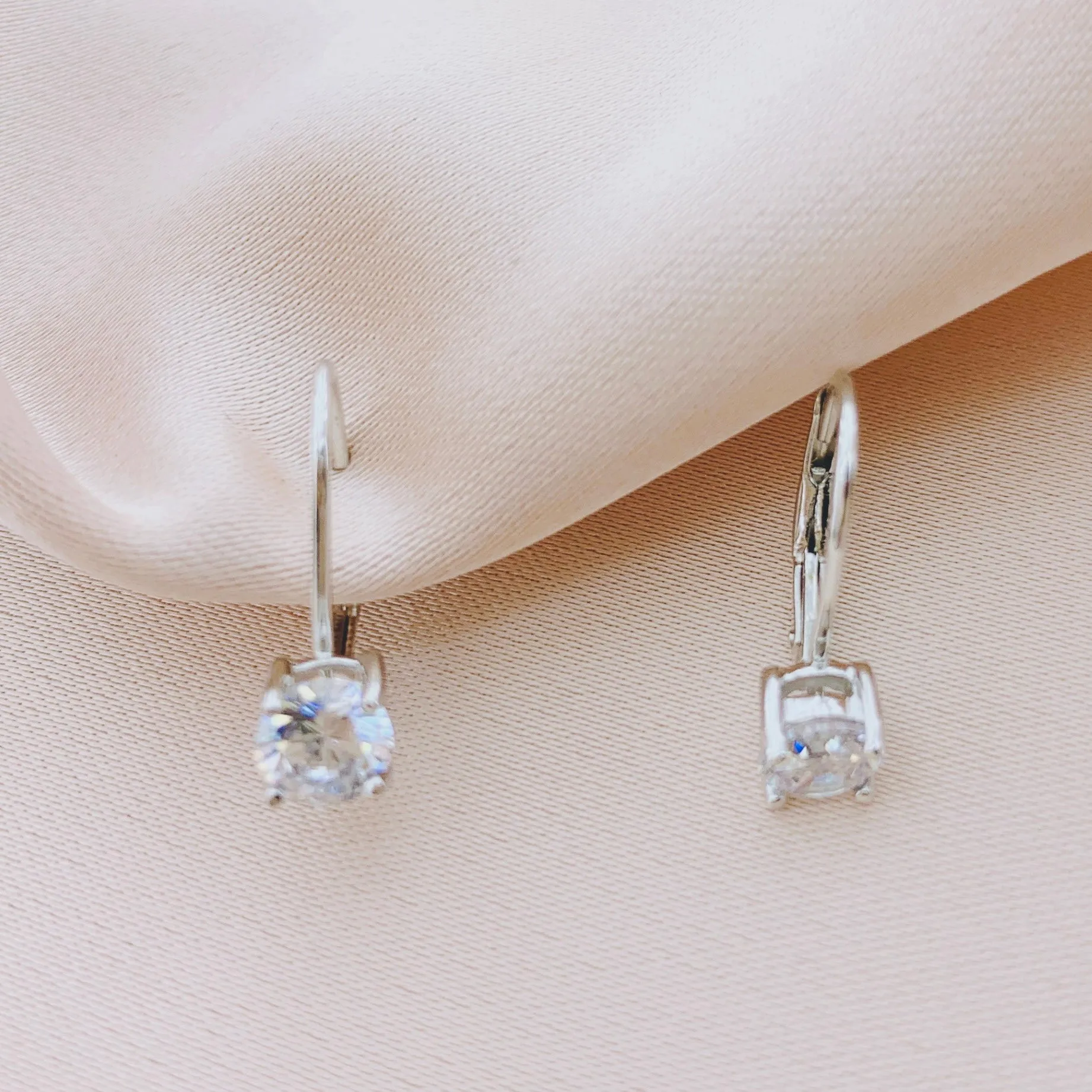 925 Silver Solitaire Round CZ Drop Earring