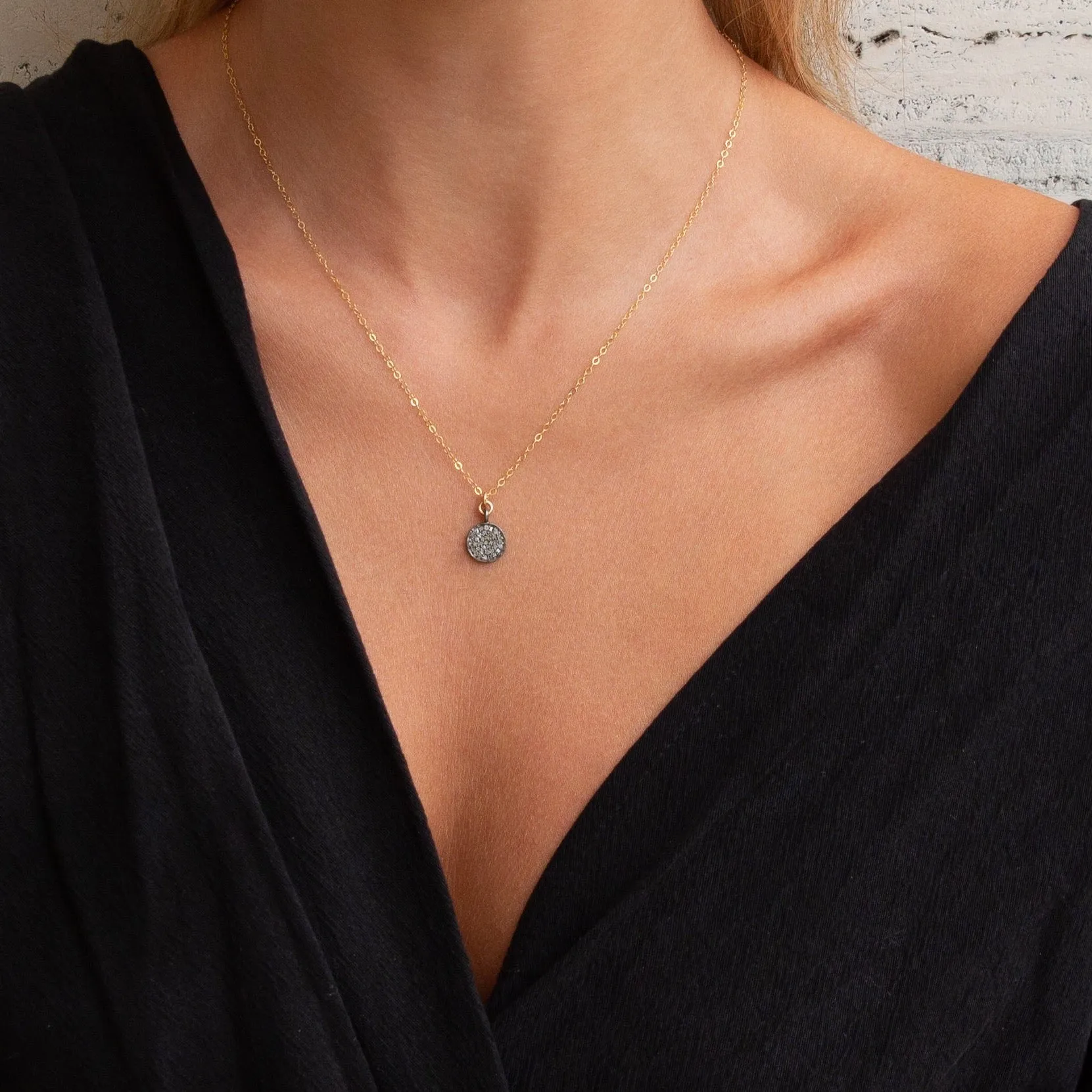 ALEXA - Pave Diamond Disc Necklace