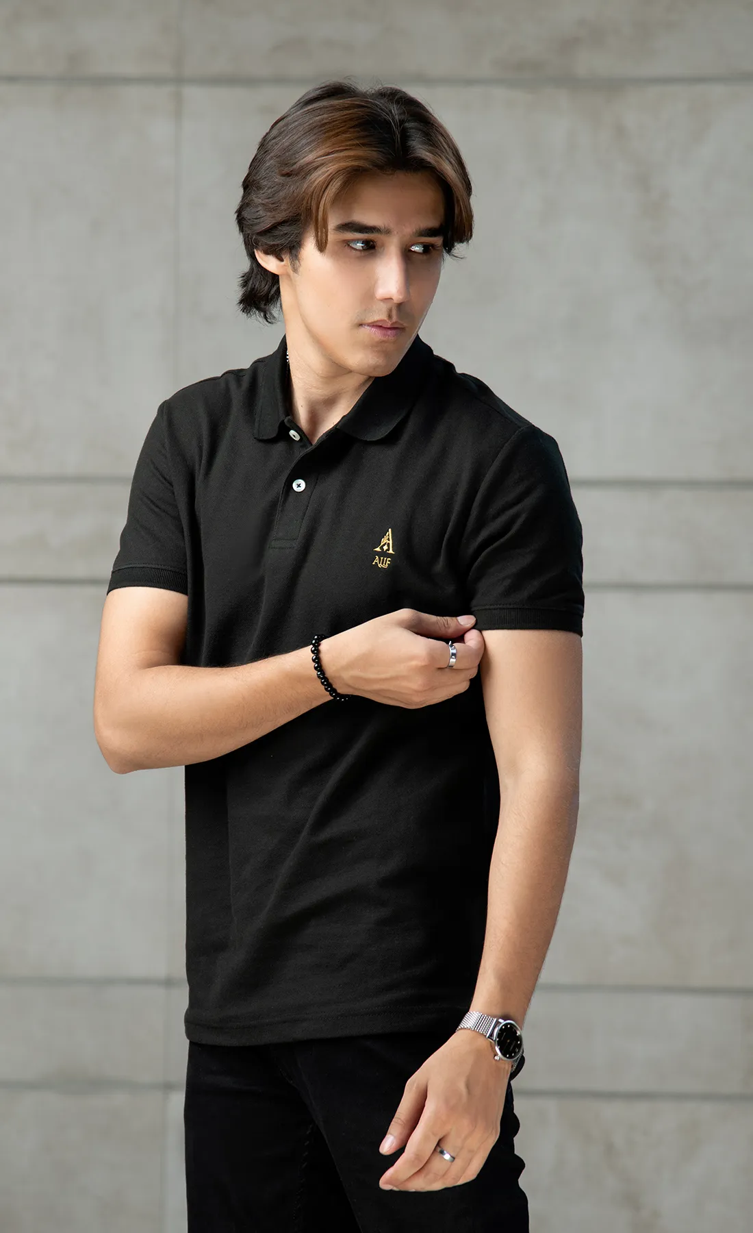 Alif Black Basic Polo