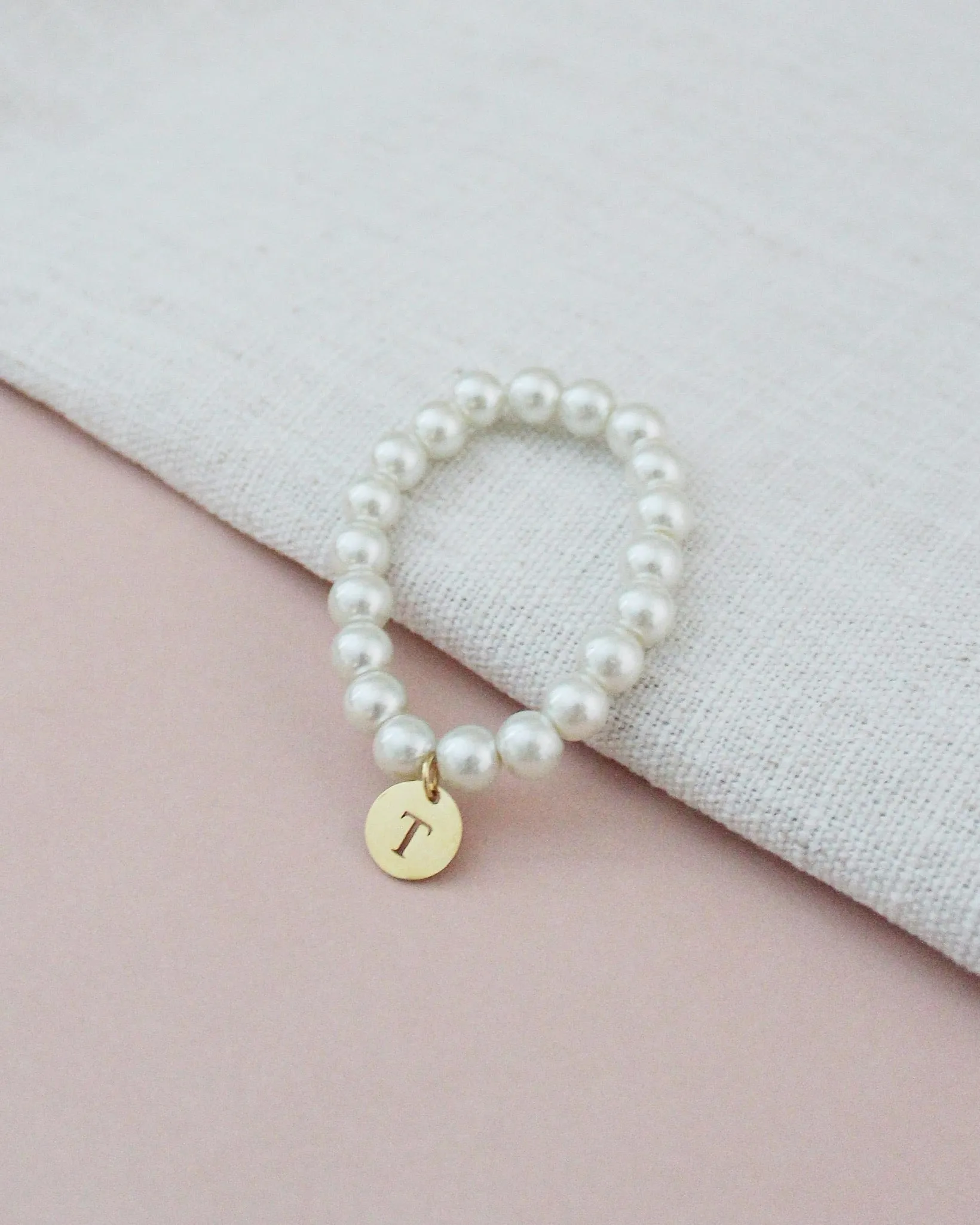 All Pearls Bracelet with Monogram Initial