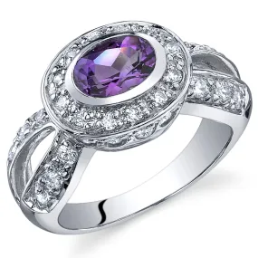 Amethyst Oval Cut Sterling Silver Ring Size 5