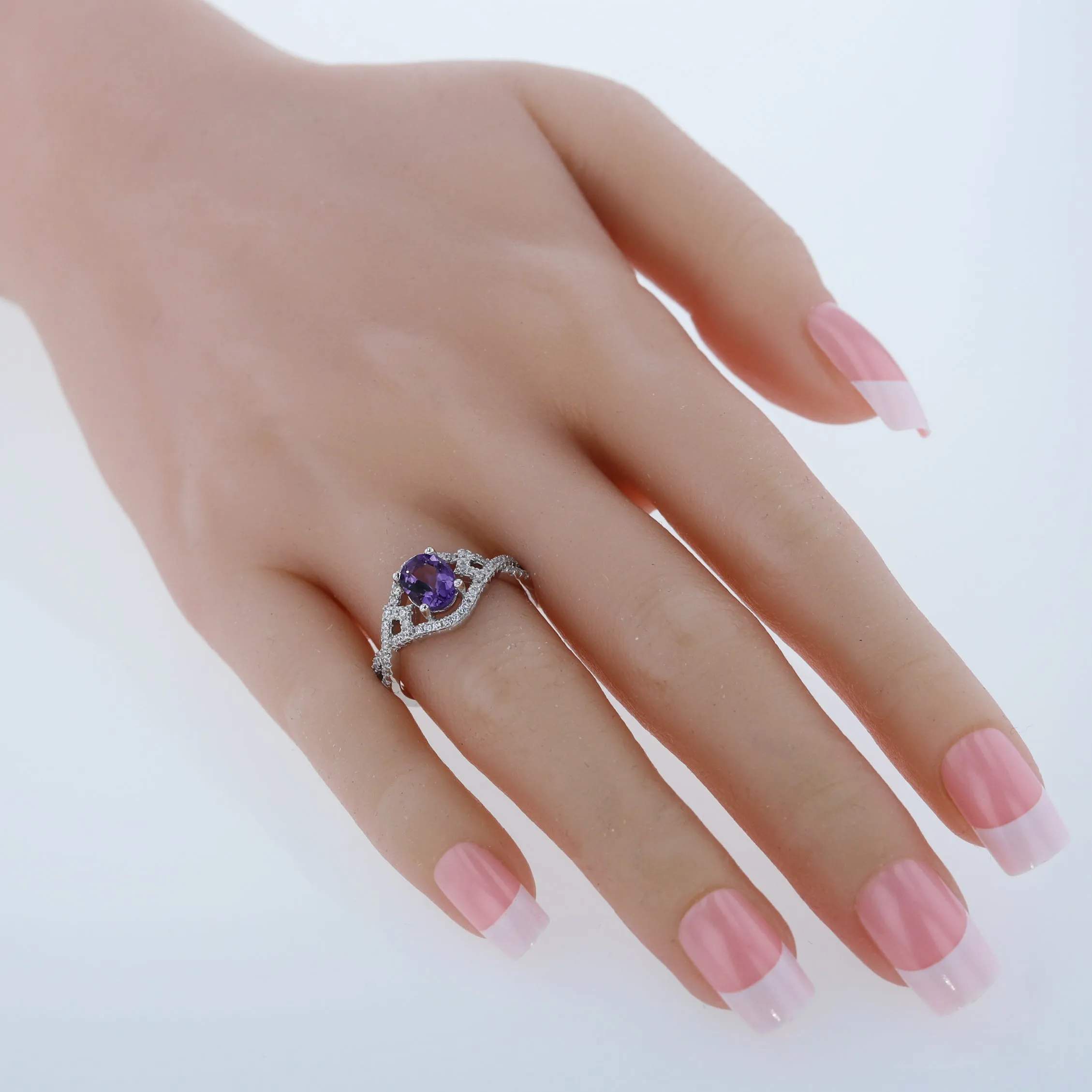 Amethyst Oval Cut Sterling Silver Ring Size 5