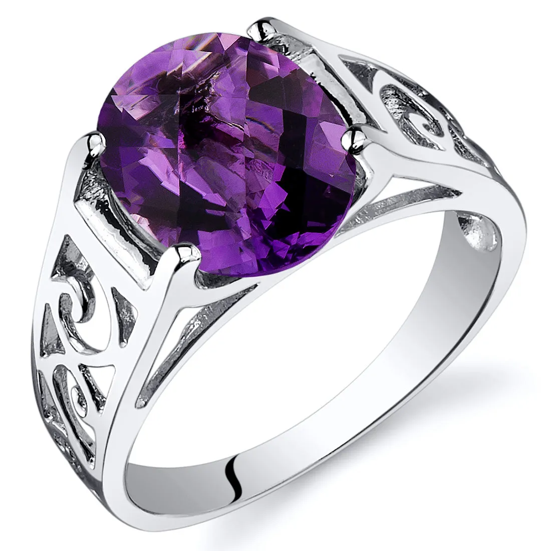 Amethyst Oval Cut Sterling Silver Ring Size 6