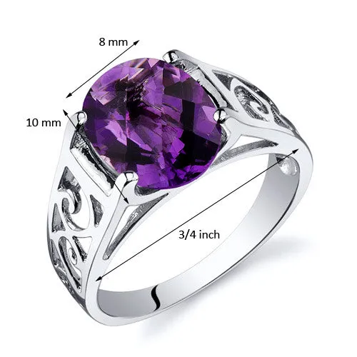 Amethyst Oval Cut Sterling Silver Ring Size 6