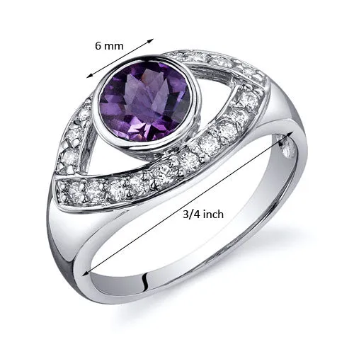 Amethyst Round Cut Sterling Silver Ring Size 7