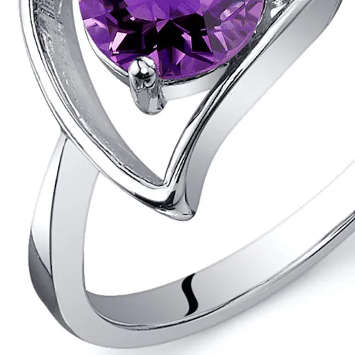 Amethyst Round Cut Sterling Silver Ring Size 9