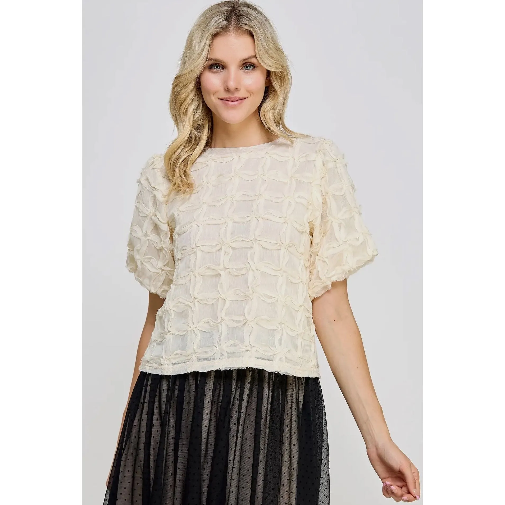 Annabelle Puff Sleeve Textured Ellison Top