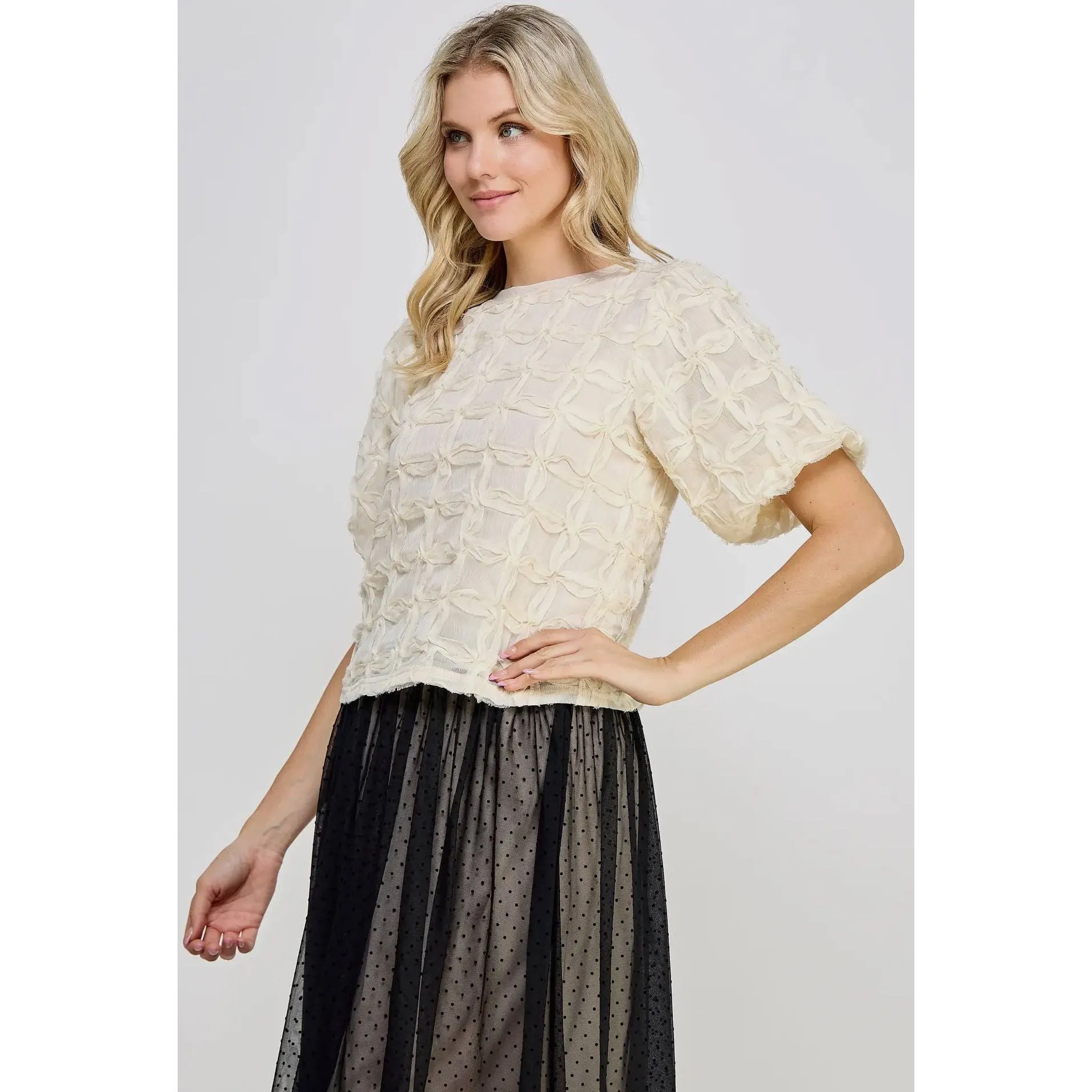 Annabelle Puff Sleeve Textured Ellison Top