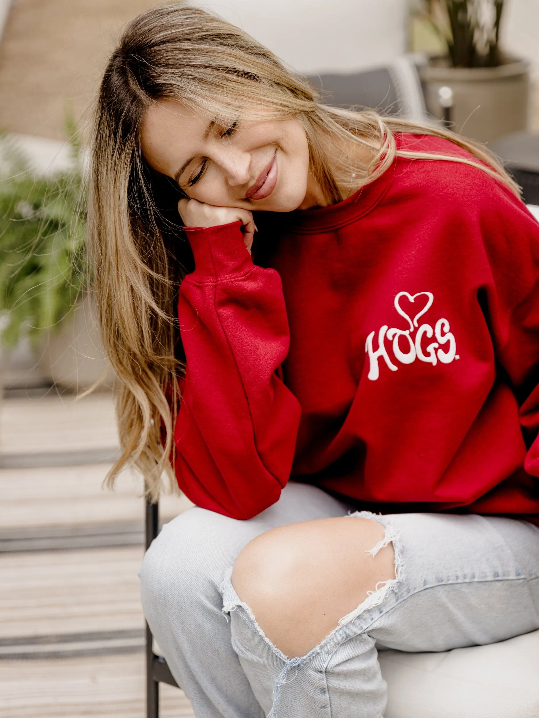 Arkansas Razorbacks Lyric Puff Ink Cardinal Sweatshirt