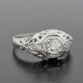 Art Deco 18kt Diamond Engagement Ring .26ct