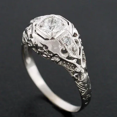 Art Deco 18kt Diamond Engagement Ring .26ct