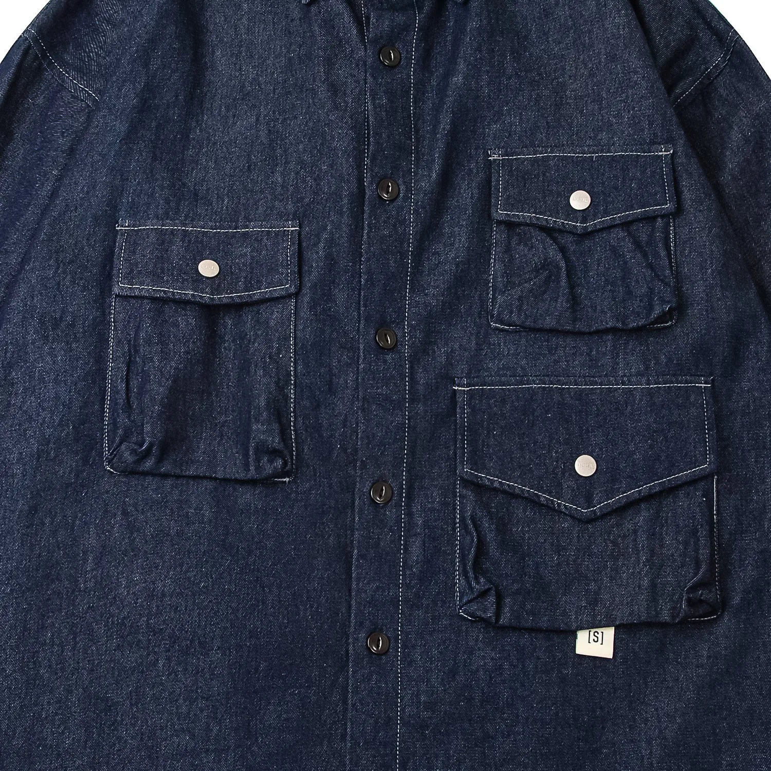 A[S]USL MULTI POCKET DENIM SHIRT-BLUE