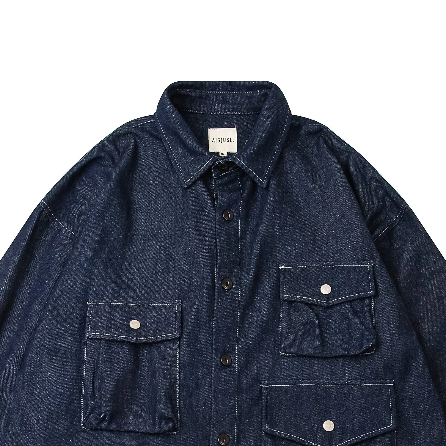 A[S]USL MULTI POCKET DENIM SHIRT-BLUE