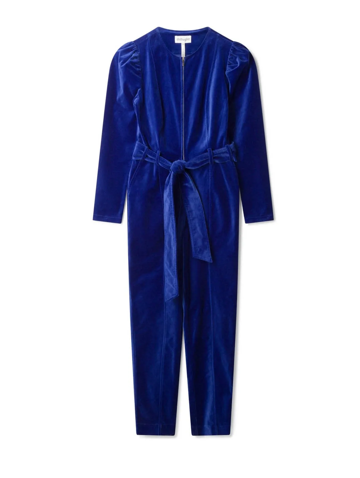 Aubrie Organic Cotton Velvet Jumpsuit - Dark Sapphire Blue