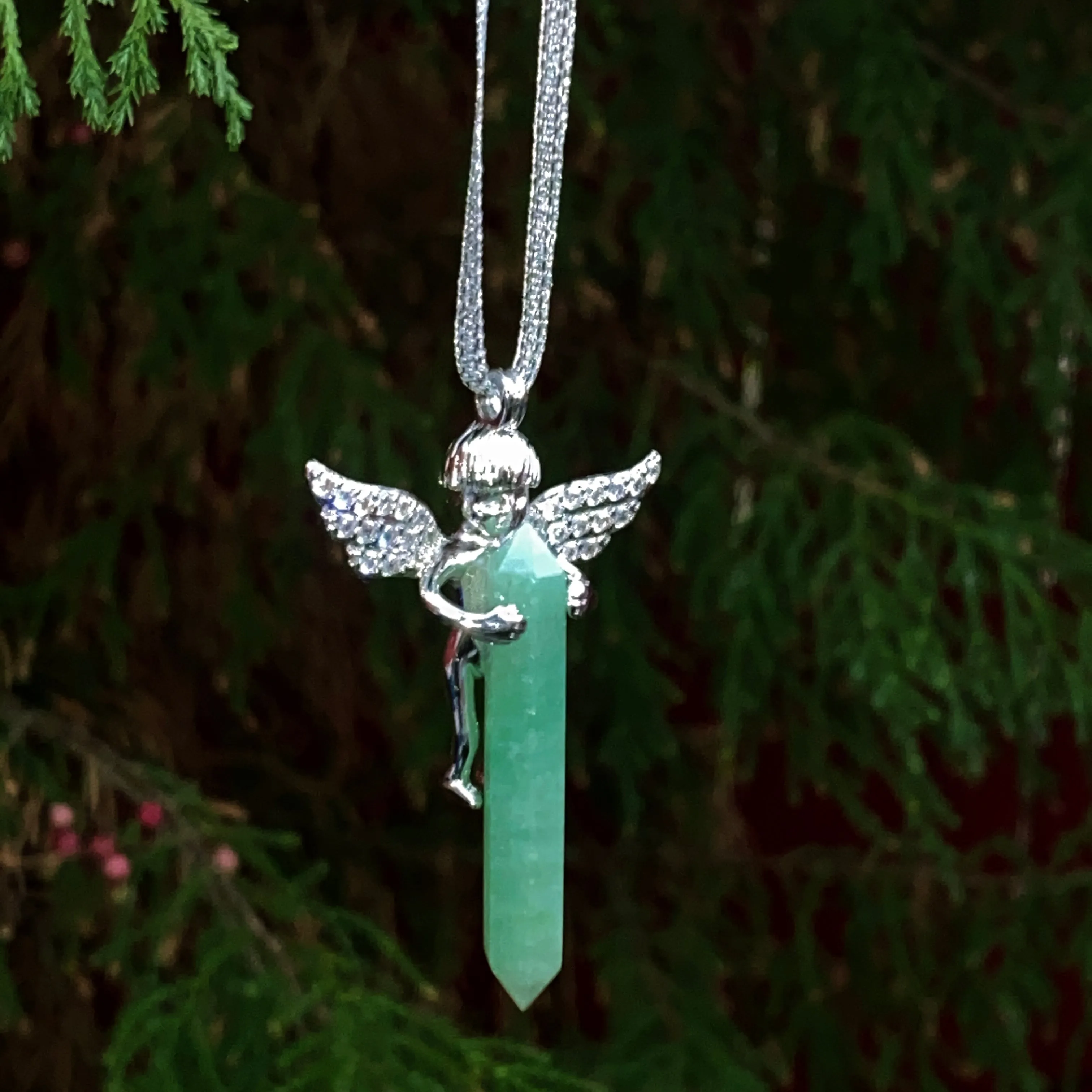 Aventurine Gemstone Hanging Ornament with Angel