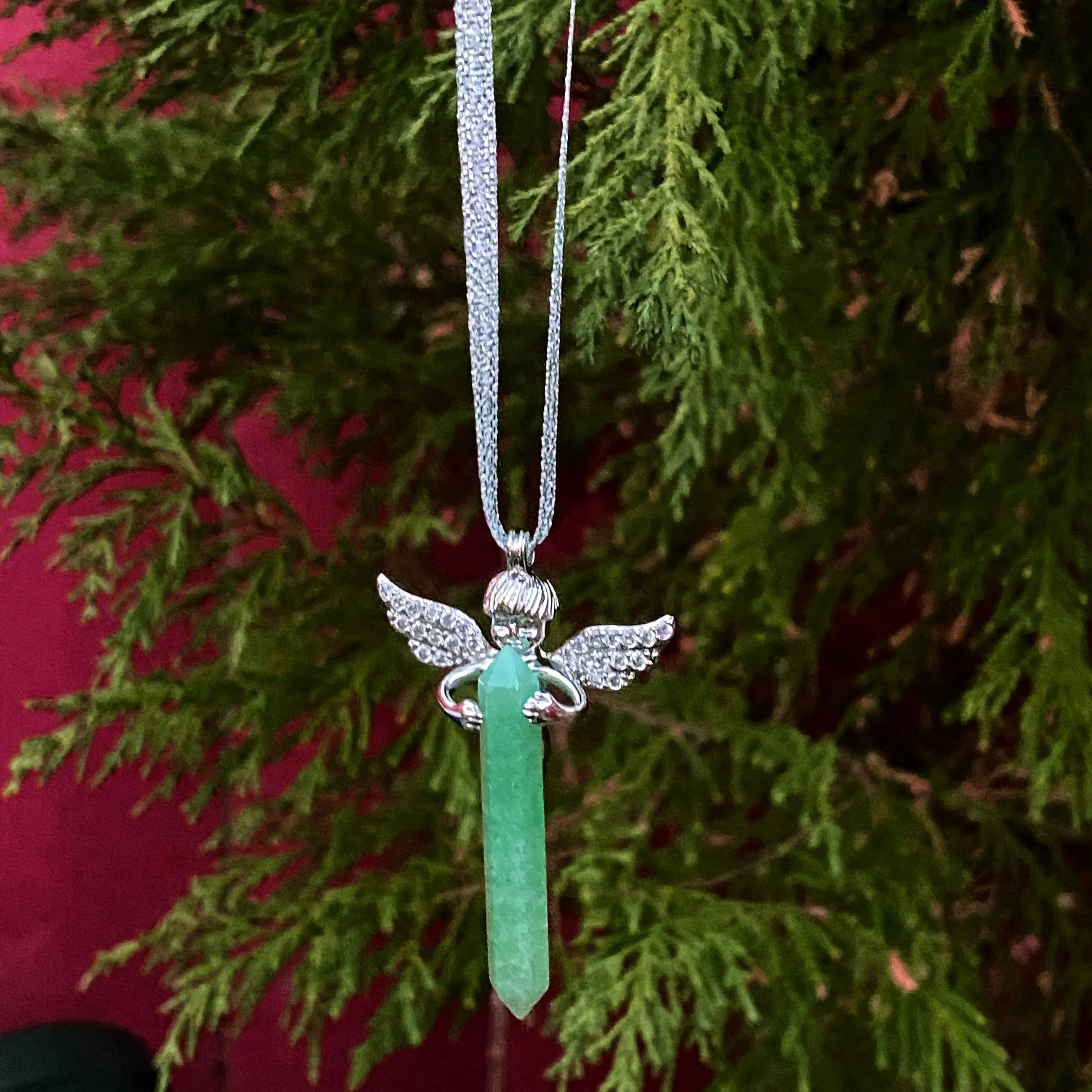 Aventurine Gemstone Hanging Ornament with Angel