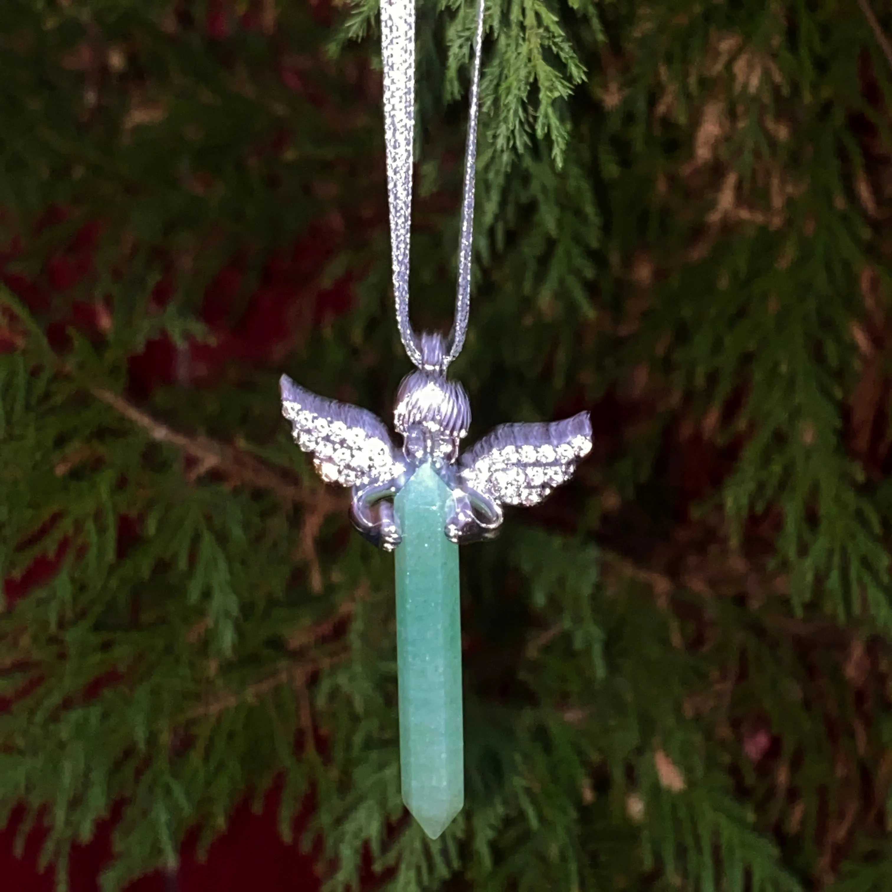 Aventurine Gemstone Hanging Ornament with Angel