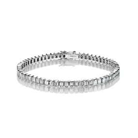 Aylin 5 Carat Emerald Cut Single Row Diamond Tennis Bracelet in 14k White Gold