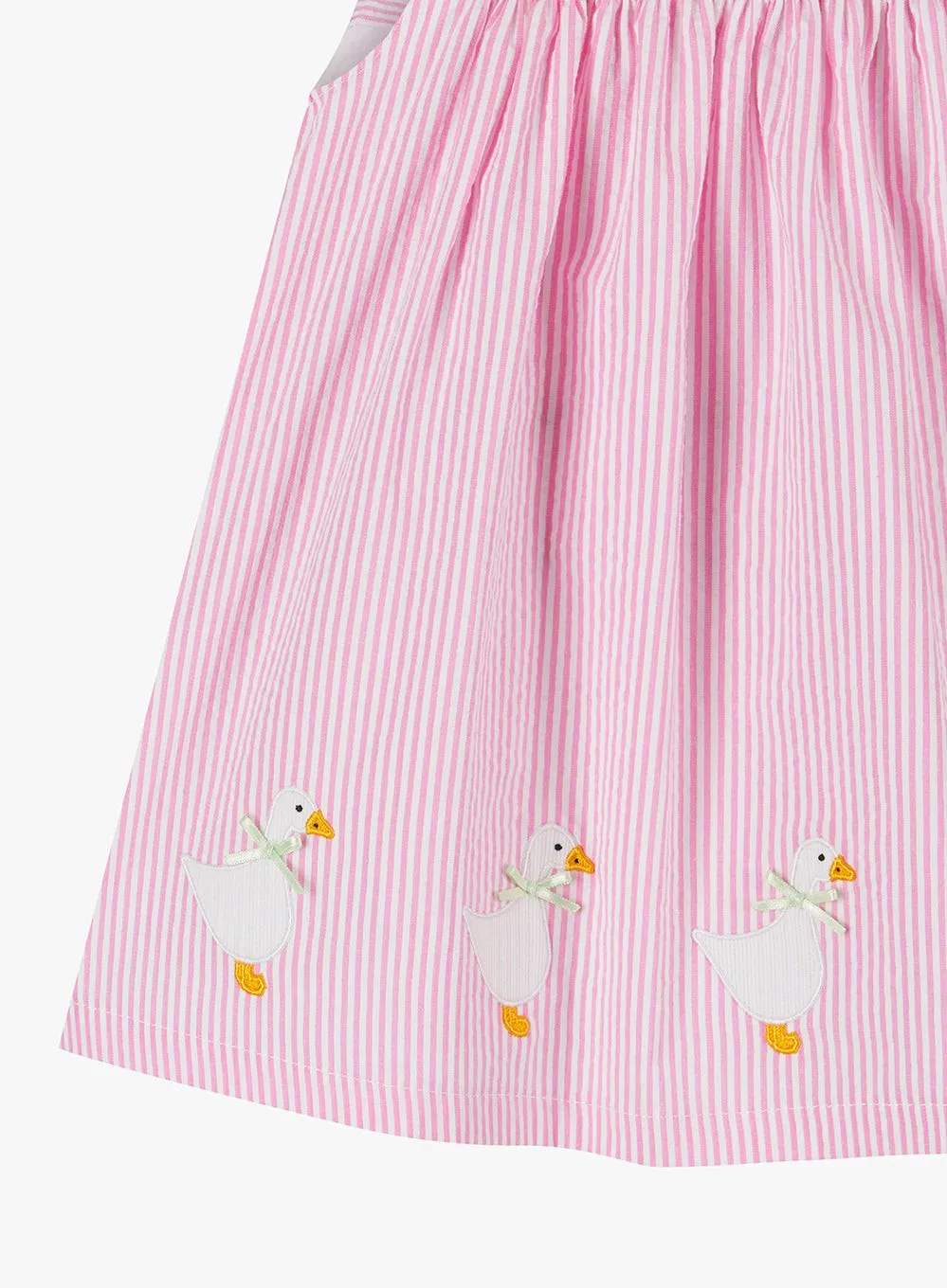 Baby Duck Striped Pinafore in Bright Pink Stripe