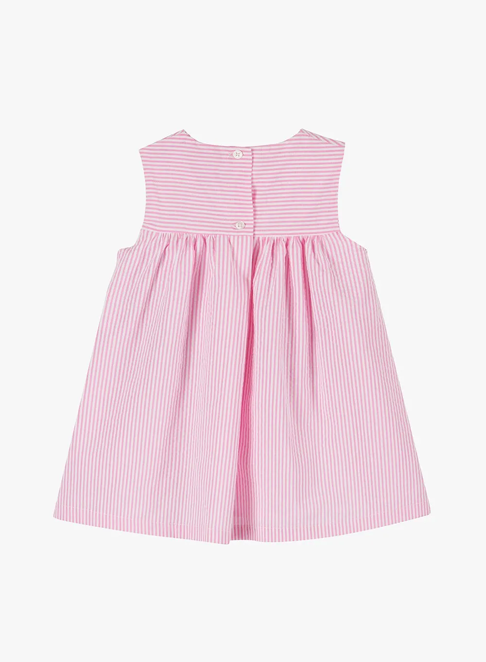 Baby Duck Striped Pinafore in Bright Pink Stripe